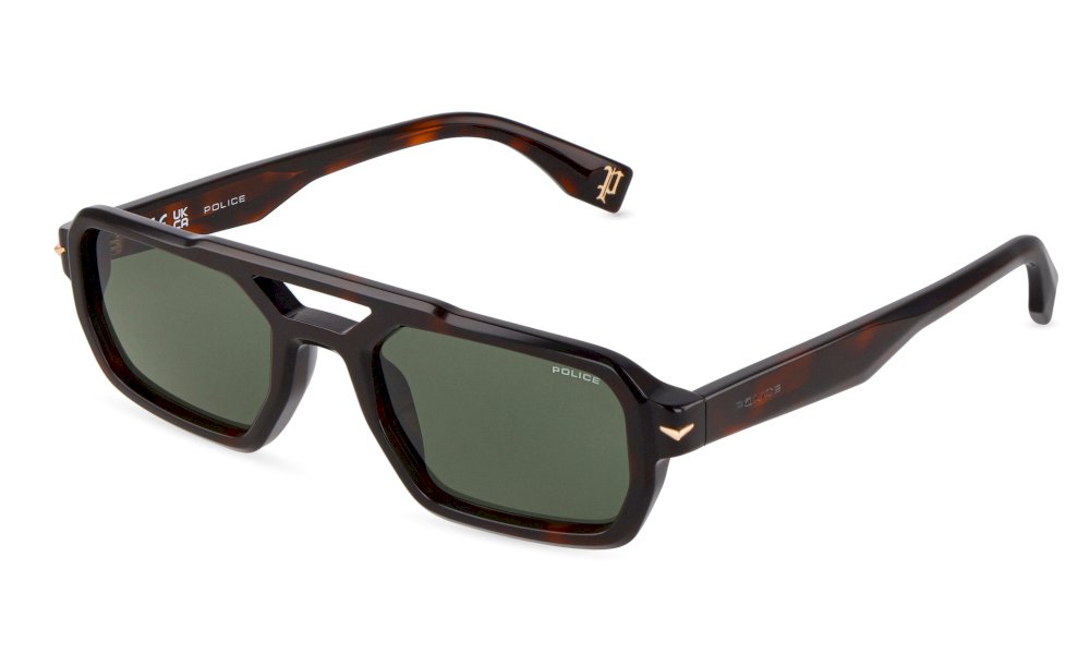 Police SPLU71 havane foncé - lunette de soleil homme à double pont