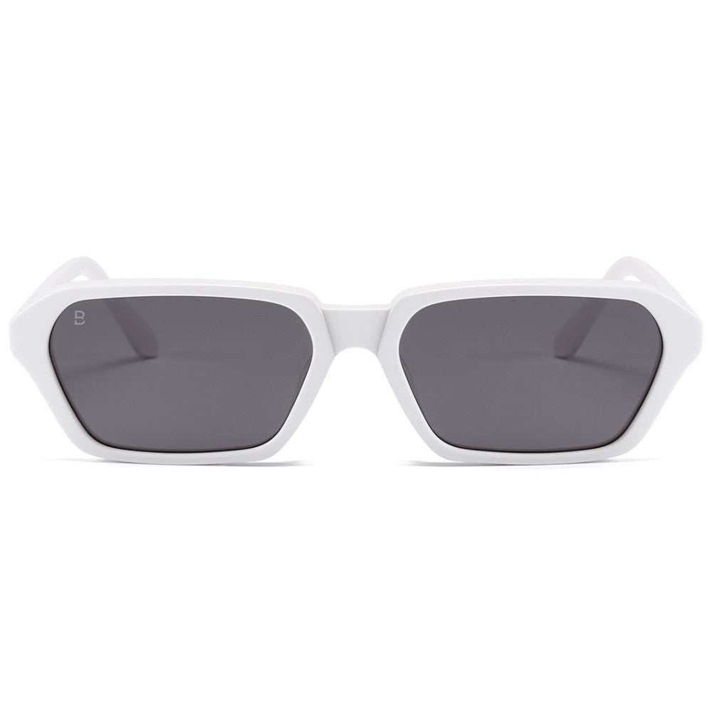 Bali Keny blanc - lunettes de soleil rectangulaires en acétate blanc cassé