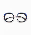 Woodys Tatiana bleu et rose - monture optique hexagonale en acétate