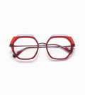 Woodys Tatiana orange et rose - monture optique hexagonale en acétate