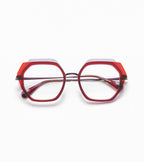 Woodys Tatiana orange et rose - monture optique hexagonale en acétate
