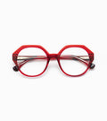 Woodys Theresa rouge - monture optique hexagonale en acétate
