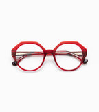 Woodys Theresa rouge - monture optique hexagonale en acétate