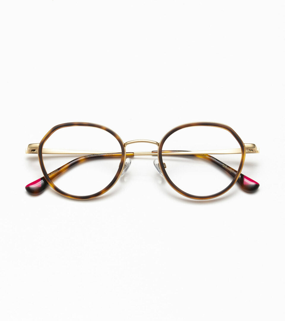 Woodys Tissi écaille - petite monture optique ronde combinée