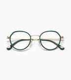 Woodys Tissi vert - petite monture optique ronde combinée