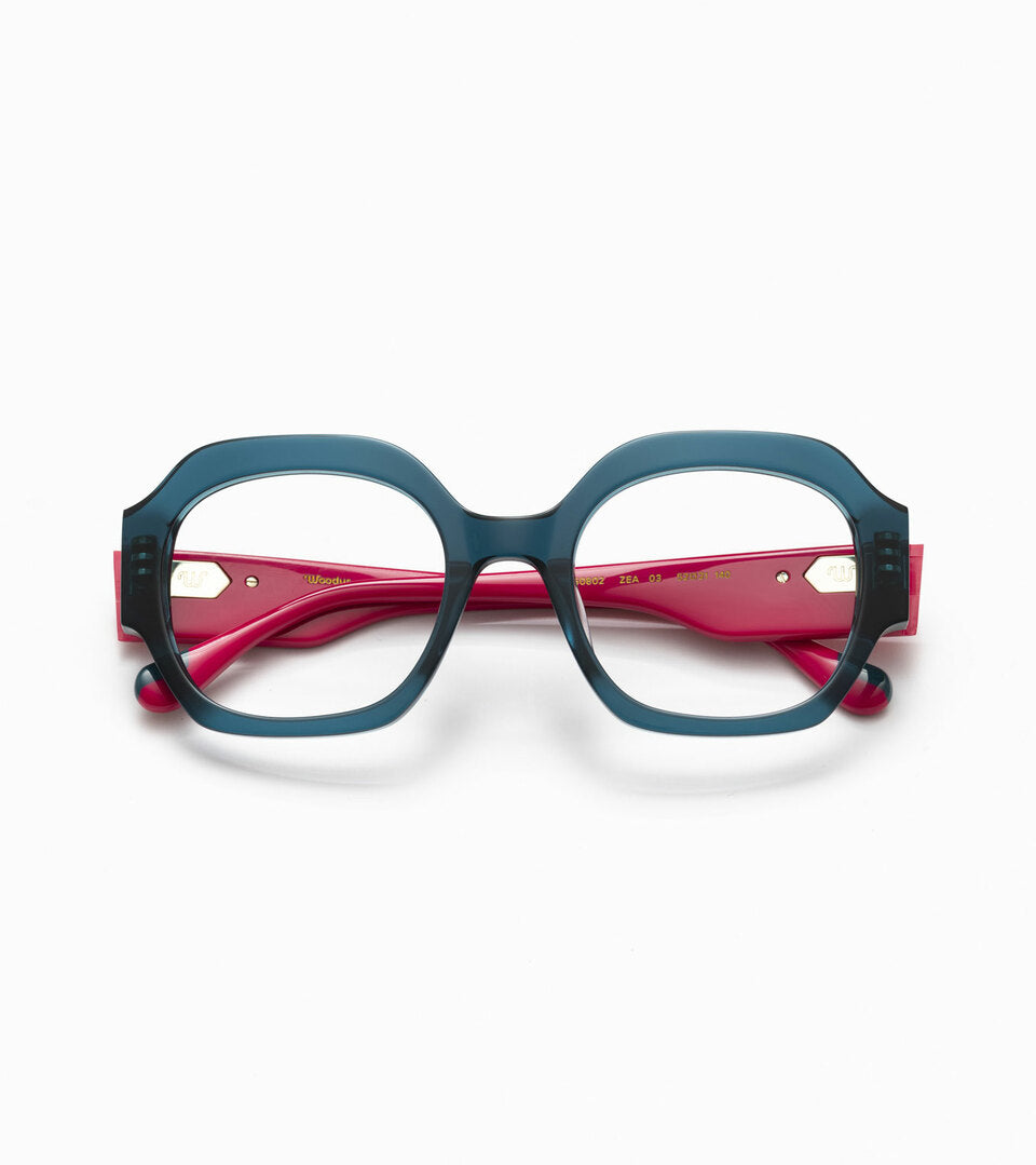 Woodys Zea turquoise - grande monture optique carrée en acétate